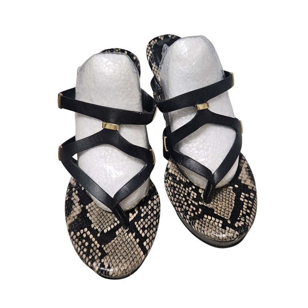 Thalia Sodi Black Marlina Srappy Sandals Snakeskin Gold-tone Hardware Size 7M - Picture 5 of 9